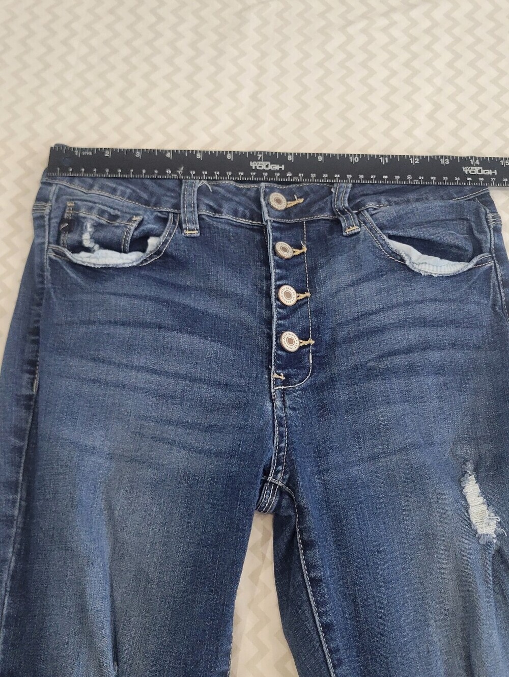KanCan Women’s Straight Leg Jeans - Dark Blue Wash Strech 9/28